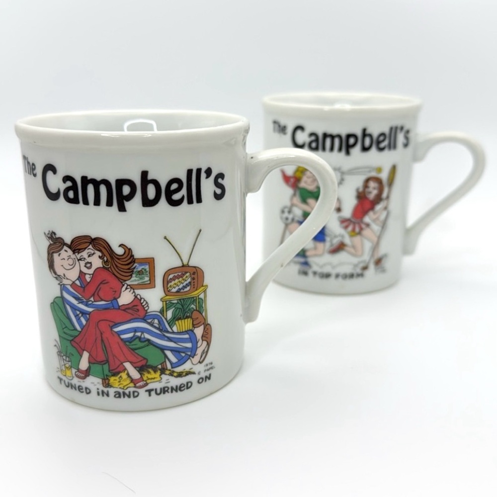 Vintage 70's Novelty Family Name‎ Couples Coffee Mugs Campbell Surname